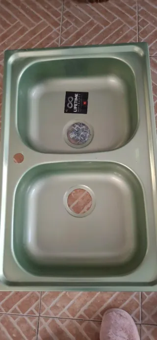 Fregadero doble verde sin estrenar