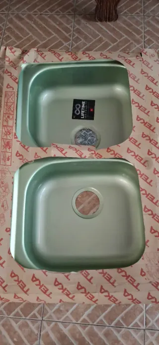 Fregadero doble verde sin estrenar