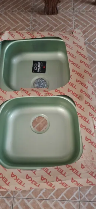 Fregadero doble verde sin estrenar