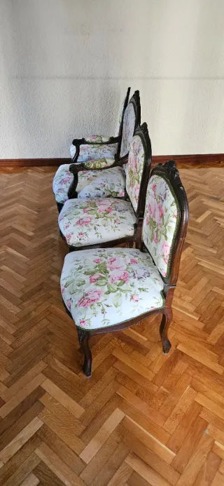 Conjunto 3 Sillas y Sillón Estilo Clásico