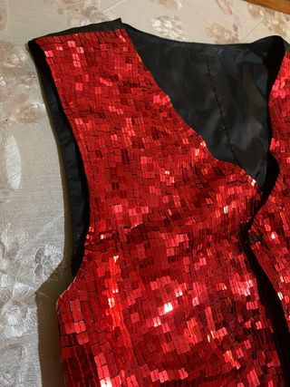 Gilet rosso paillettes