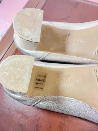 Ballerine Hogan vera pelle platino/cipria