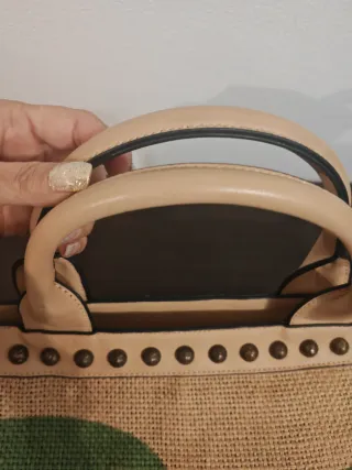 Borsa capiente juta con foglie verdi