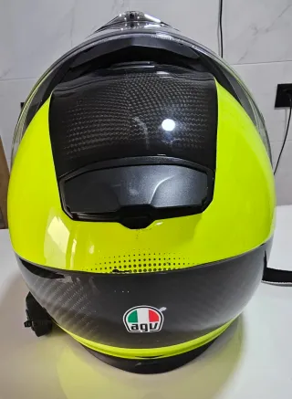 Casco Moto Modular AGV Carbono Amarillo Fluor