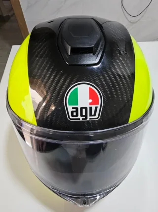 Casco Moto Modular AGV Carbono Amarillo Fluor