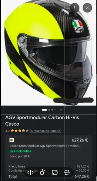 Casco Moto Modular AGV Carbono Amarillo Fluor