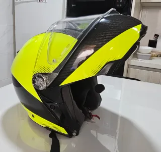 Casco Moto Modular AGV Carbono Amarillo Fluor