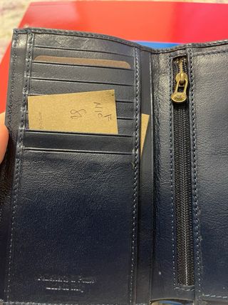 Portafoglio The Bridge blu con logo oro