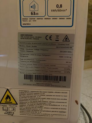 Aire acondicionado portátil blanco