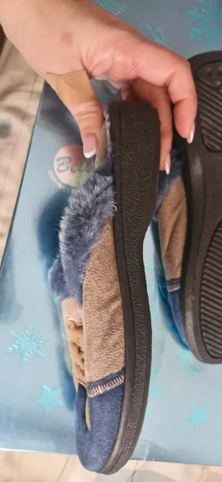 Zapatillas de casa GIRITE osito azul y marrón