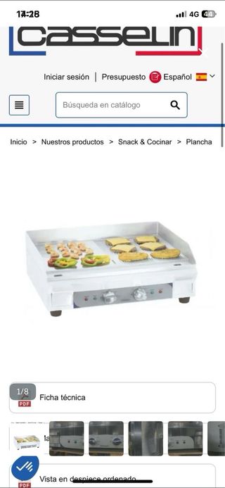 Plancha de  cocina Acero Lisa/Ranurada Profesional