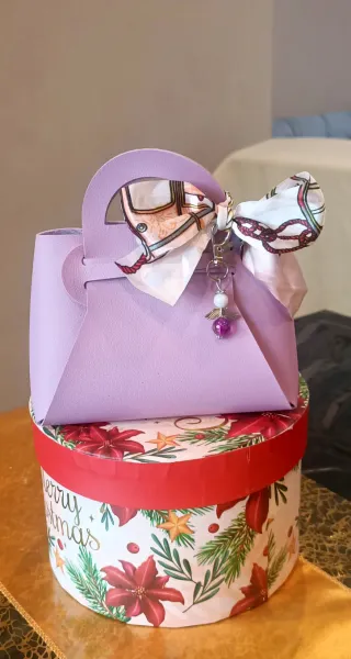 Mini Borsetta Lilla con Fiocco e Fiore