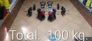 Barras y discos de pesas - 100 kg