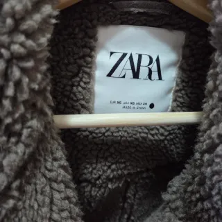 Abrigo Zara Aviador Gris Forro Borreguito