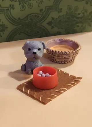 Miniatura Cane Set Pappa & Cuccia Handmade