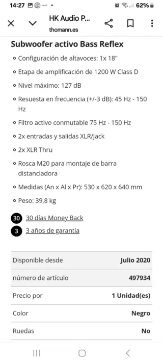 Subwoofer hk 118 premium