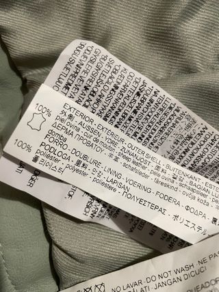 Chaqueta Zara Piel Verdadera color verde suave