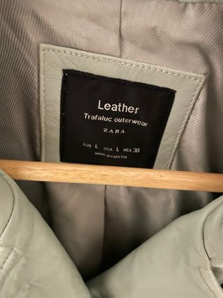 Chaqueta Zara Piel Verdadera color verde suave