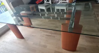 Mesa Diseño Cristal Naranja Terracota