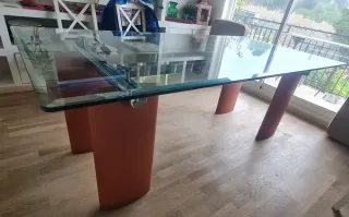 Mesa Diseño Cristal Naranja Terracota