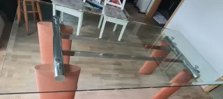 Mesa Diseño Cristal Naranja Terracota