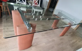 Mesa Diseño Cristal Naranja Terracota