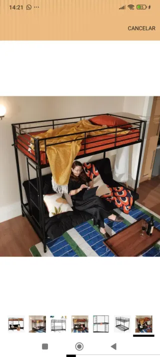 Litera Metálica con Sofá Cama Negra