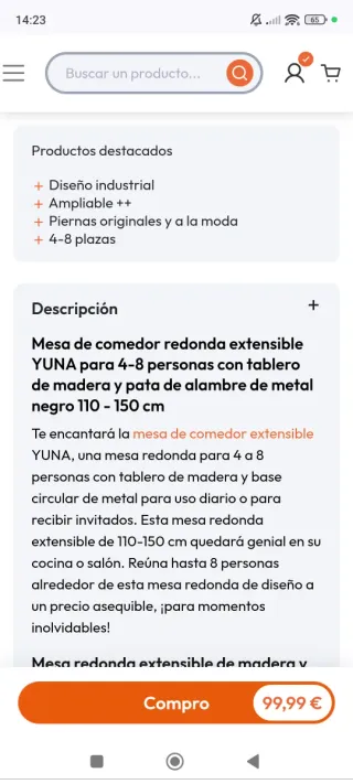 Nueva Mesa comedor redonda extensible