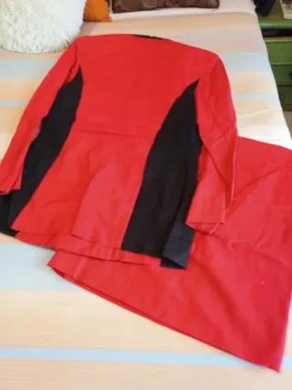 Traje Chaqueta Mujer Rojo y Negro