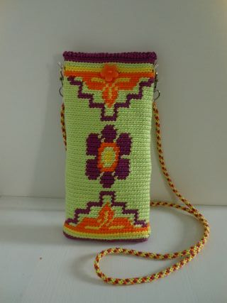 Portacellulare artigianale all'uncinetto in cotone