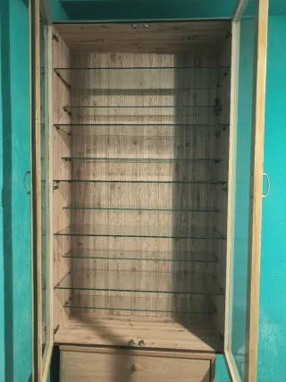 Vitrina de madera y cristales con luz incorporada