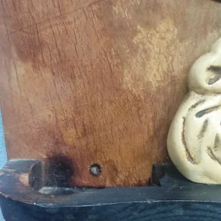 Virgen antigua de madera y cerámica