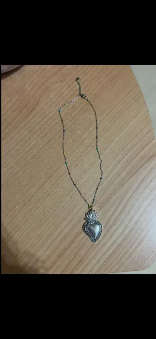 Collana Cuore Sacro Multicolore Argenata
