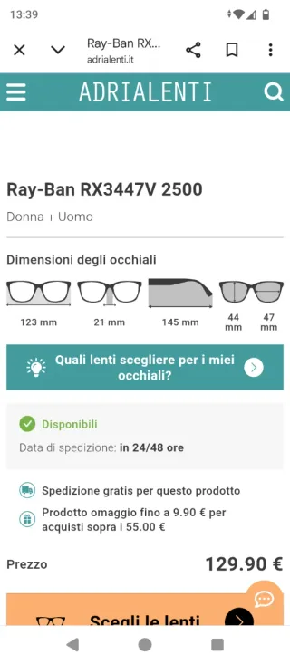 Montatura occhiali vista Ray-Ban oro