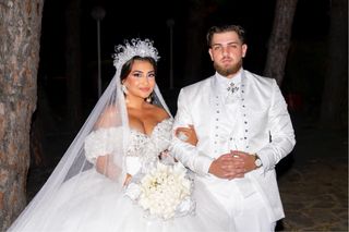 Vestido de Novia Blanco y Plateado