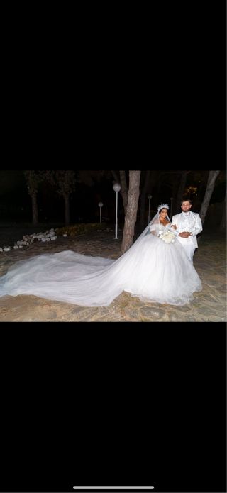 Vestido de Novia Blanco y Plateado
