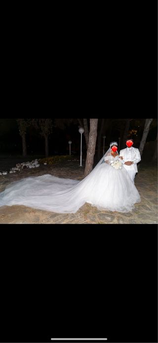 Vestido de Novia Blanco y Plateado