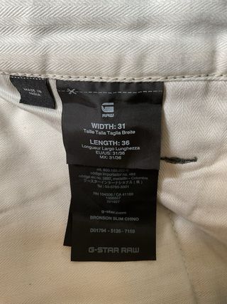 Pantalón chino hombre de G-Star Raw (W31/L36)