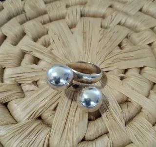 Anillo bolas plata ajustable