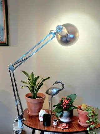 Lámpara flexo vintage plateada metal