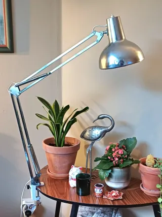 Lámpara flexo vintage plateada metal