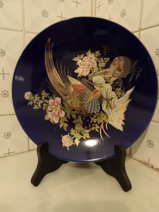 Plato decorativo porcelana japonesa aves