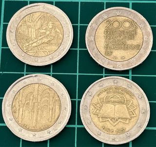 Colección 4 Monedas 2 Euros Conmemorativas
