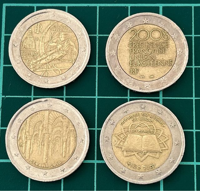 Colección 4 Monedas 2 Euros Conmemorativas