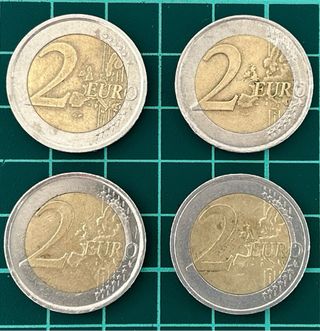 Colección 4 Monedas 2 Euros Conmemorativas