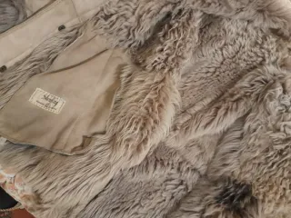 Giacca in montone beige e marrone