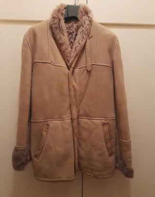 Giacca in montone beige e marrone