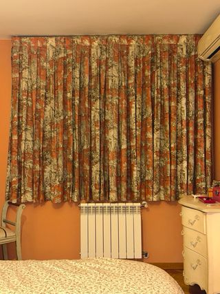 Cortinas Toile de Jouy Vintage Rosas Gruesas