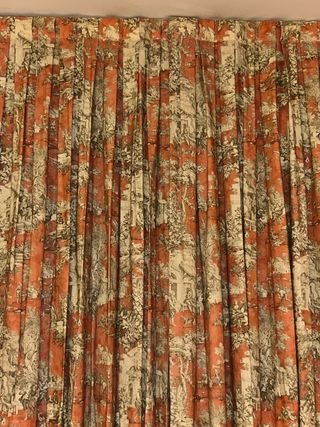 Cortinas Toile de Jouy Vintage Rosas Gruesas