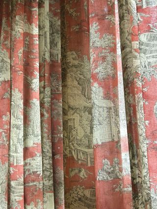 Cortinas Toile de Jouy Vintage Rosas Gruesas
